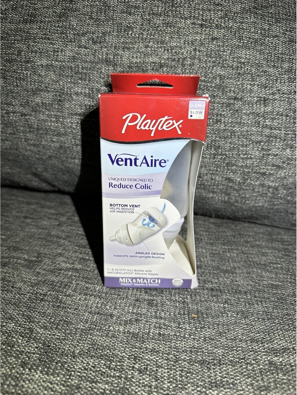 Playtex VentAire Advanced Baby Bottle 6 Oz 0-3M+ Slow Flow BPA Free NEW